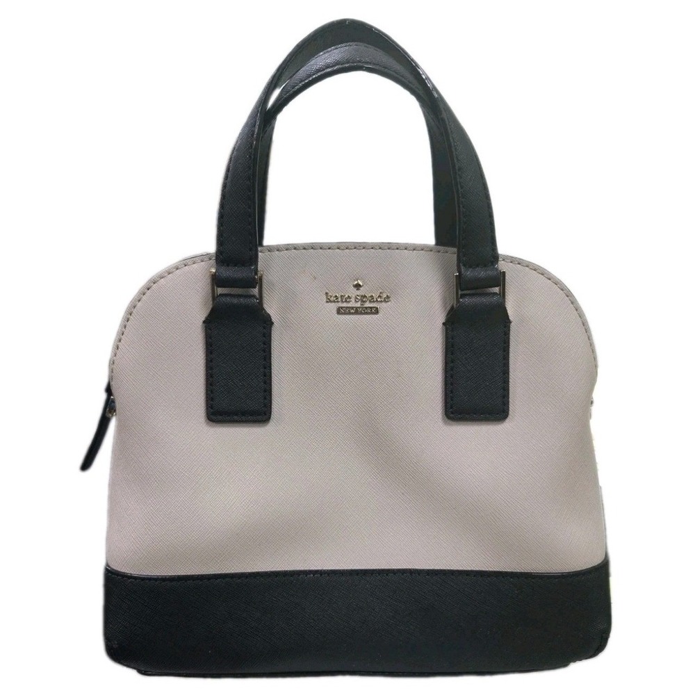 Kate Spade New York Saffiano Leather Dome Satchel Bag Cream Black Colorblock